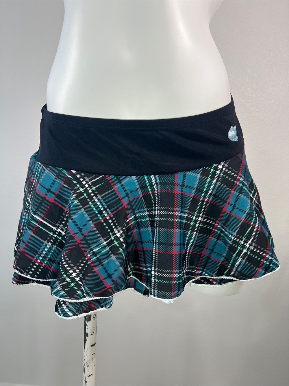 Hot Topic Black Waist Plaid Tartan Skater Skirt Swim Bottom Frankie LARGE